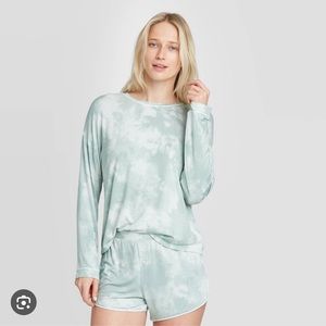 Stars Above Mint Tie-Dye Long Sleeve/Short Pajama Set